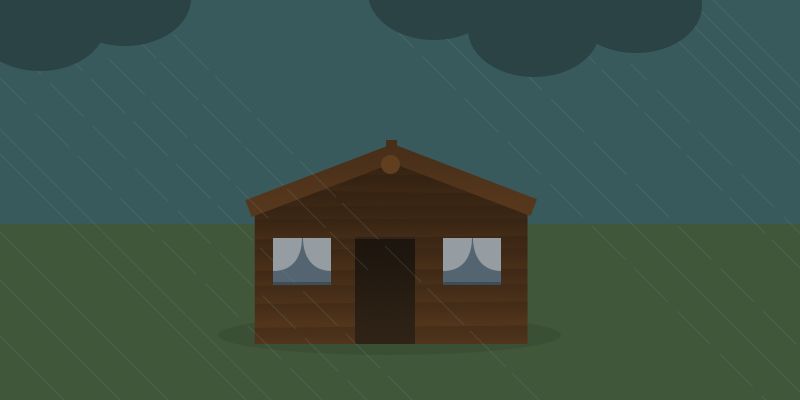 A rainy cabin NOT in the woods.