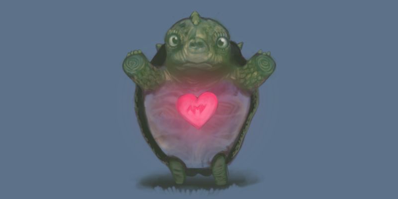 Raster illustration of a turtle, but this time with a wacom tablet.